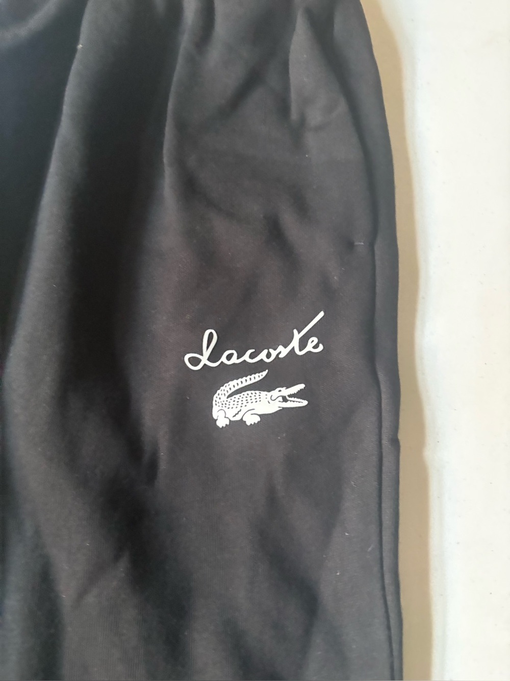 NWT Lacoste Mens/womens Black Fleece Jogger Sweatpants Size 34 (2) Script Logo